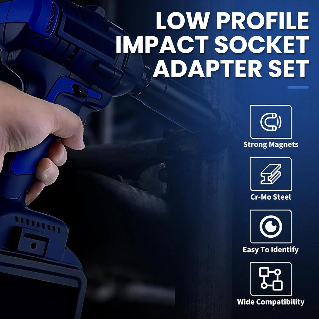 4pcs/set Low-Profile Impact Socket Adapter Set Fit with Multiple Tools Space-Savinge Drive Ratchet Adapter Strong