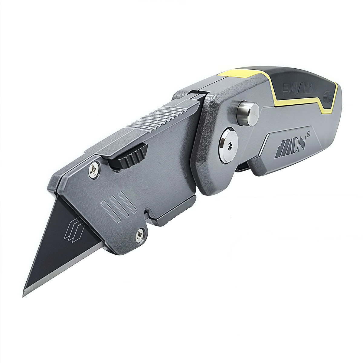 All-Metal Body Alloy Folding Utility Knife – Multi-Use Cutter Knife with 10 Black Blades & 2 Screwdriver Bits