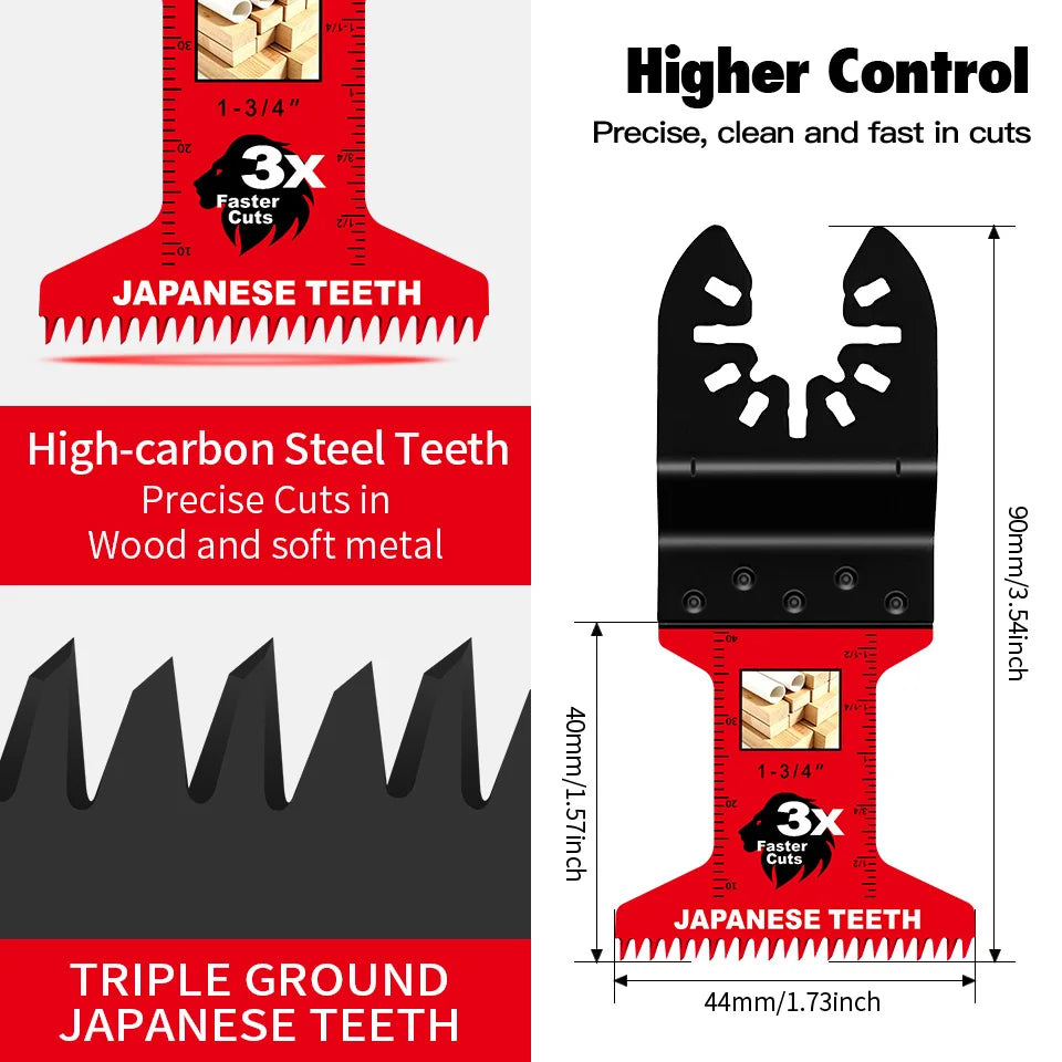 Japanese Teeth Oscillating Saw Blades Universal Quick Release Oscillating Multitool Blades Clean Cut for Wood Plastic