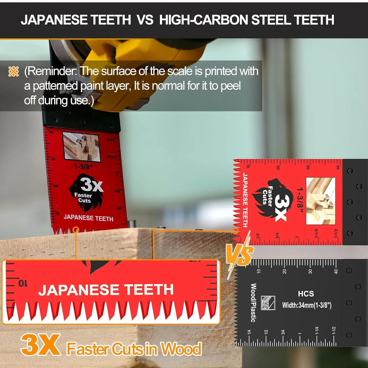 Japanese Teeth Oscillating Saw Blades Universal Quick Release Oscillating Multitool Blades Clean Cut for Wood Plastic