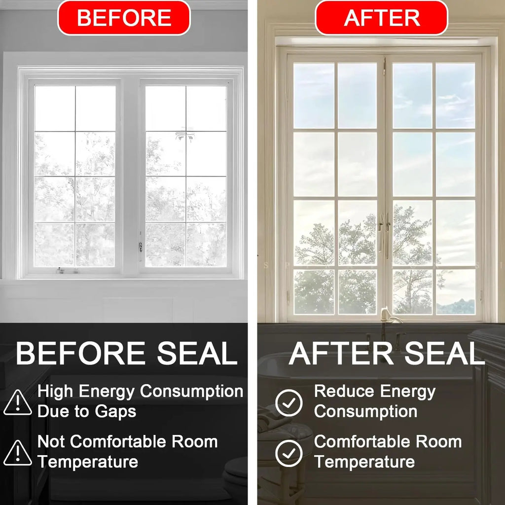 Transparent Window Weather Sealing Tape ， Window Insulation Caulk for Shower Glass Gaps and Clear Tape Doors Windows