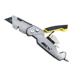All-Metal Body Alloy Folding Utility Knife – Multi-Use Cutter Knife with 10 Black Blades & 2 Screwdriver Bits
