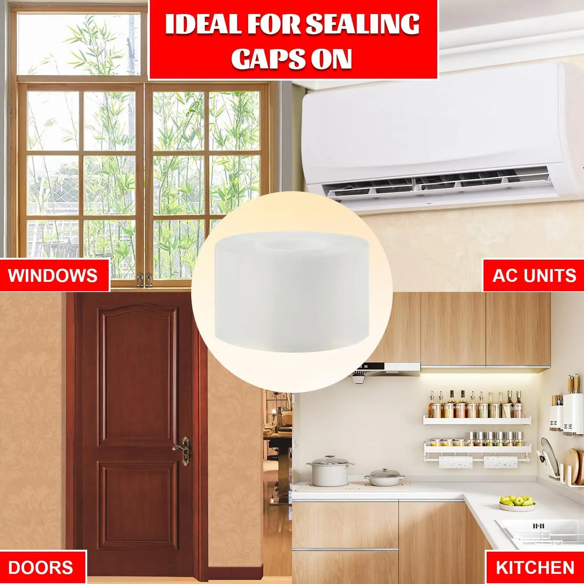 Transparent Window Weather Sealing Tape ， Window Insulation Caulk for Shower Glass Gaps and Clear Tape Doors Windows