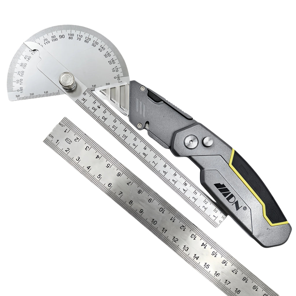 All-Metal Body Alloy Folding Utility Knife – Multi-Use Cutter Knife with 10 Black Blades & 2 Screwdriver Bits
