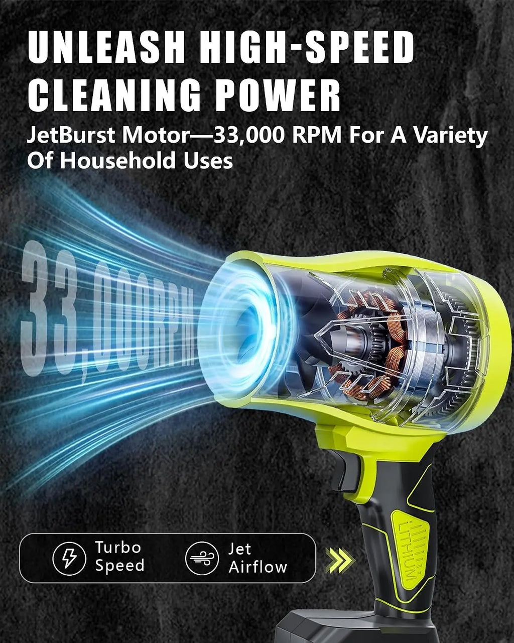 Handheld Cordless Leaf Blower, 600 CFM Turbo Jet, Lightweight Yard Blower for Leaves, Wood Shavings & Car Drying,