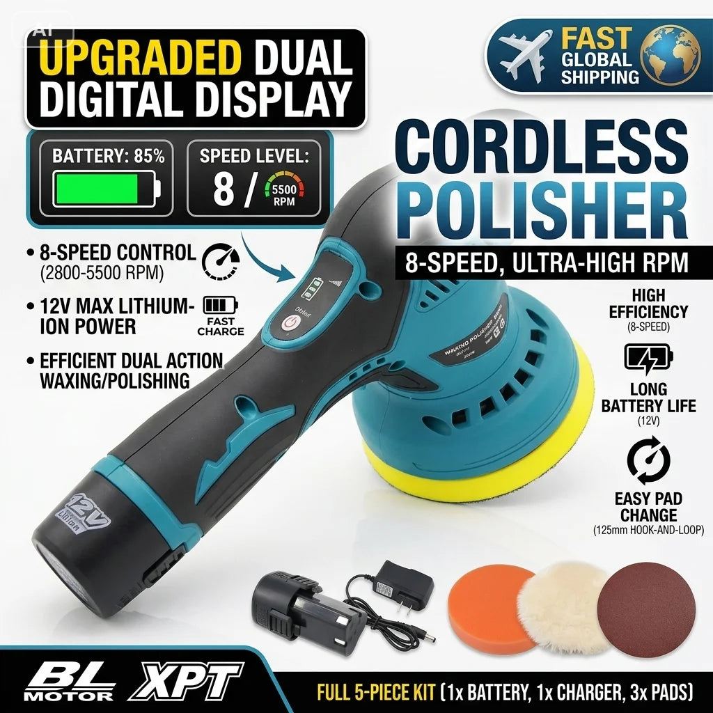 Car Polishers Wireless Automotive Polishing Machine Wax Tool 8 Gears 12V Electric Waxing Repairing Sander Car