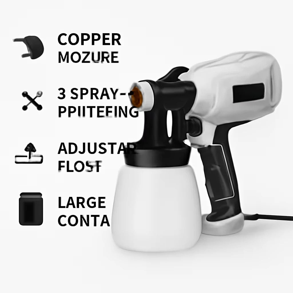 800W Electric Paint Sprayer, Adjustable Flow, 3 Copper Nozzles for Home DIY, Furniture, Walls, and Fence Painting