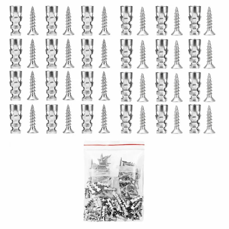 6x14mm Expansion Screws 30/60Pack, High Strength Wall Anchors, Door Hinge Repair Kit for Tile Stone Cabinet Home
