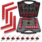 12Pcs Right Angle Square Positioning Jig Kit with Storage Case Aluminum Alloy Woodworking Locator Jig for Furniture DIY