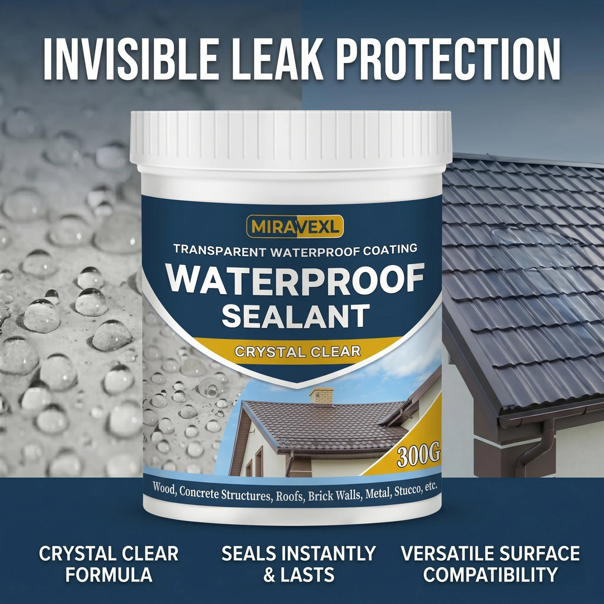MIRAVEXL Crystal Clear Waterproof Sealant Invisible Transparent Adhesive Anti-Leak Liquid Coating for Concrete Wood