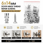 6x14mm Expansion Screws 30/60Pack, High Strength Wall Anchors, Door Hinge Repair Kit for Tile Stone Cabinet Home