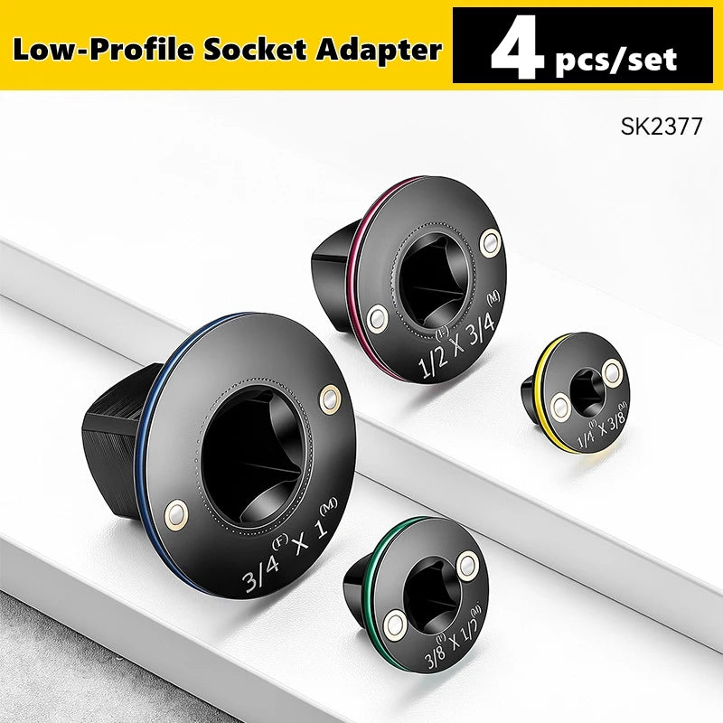4pcs/set Low-Profile Impact Socket Adapter Set Fit with Multiple Tools Space-Savinge Drive Ratchet Adapter Strong