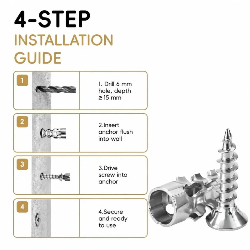 6x14mm Expansion Screws 30/60Pack, High Strength Wall Anchors, Door Hinge Repair Kit for Tile Stone Cabinet Home