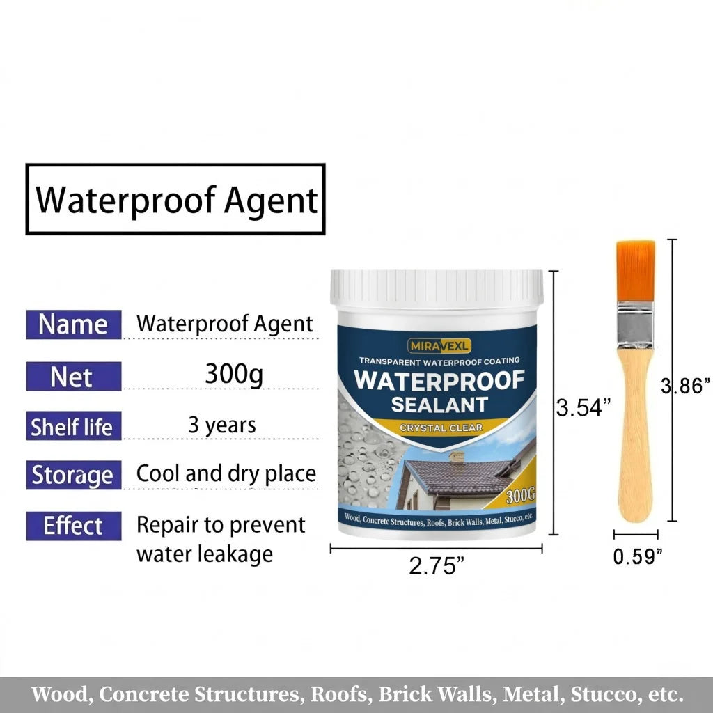 MIRAVEXL Crystal Clear Waterproof Sealant Invisible Transparent Adhesive Anti-Leak Liquid Coating for Concrete Wood