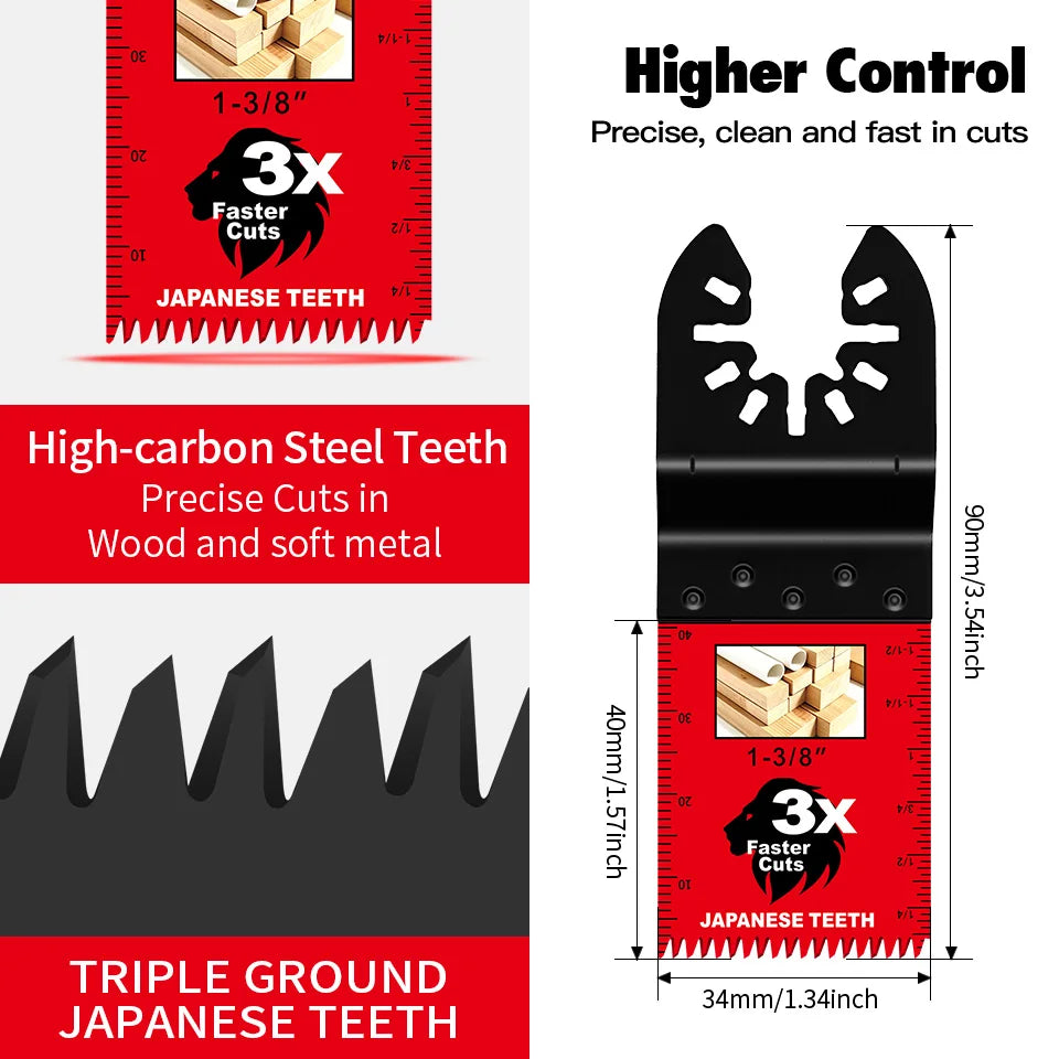 Japanese Teeth Oscillating Saw Blades Universal Quick Release Oscillating Multitool Blades Clean Cut for Wood Plastic