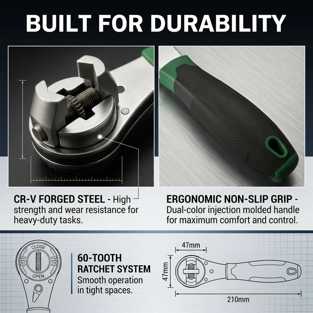 Multifunctional Ratchet Wrench Adjustable 6-22mm Screw Universal Adjustable Ratcheting Wrench Repair Hand Tools